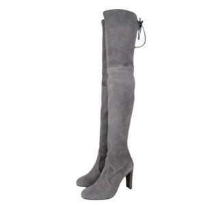 NWOT Stuart Weitzman “Highland” Gray Over The Knee Suede Leather Boots Sz 5M